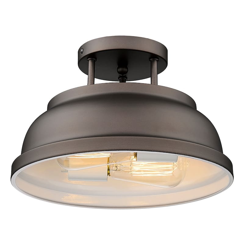 2-Light Metal Semi-Flush Mount Ceiling Light