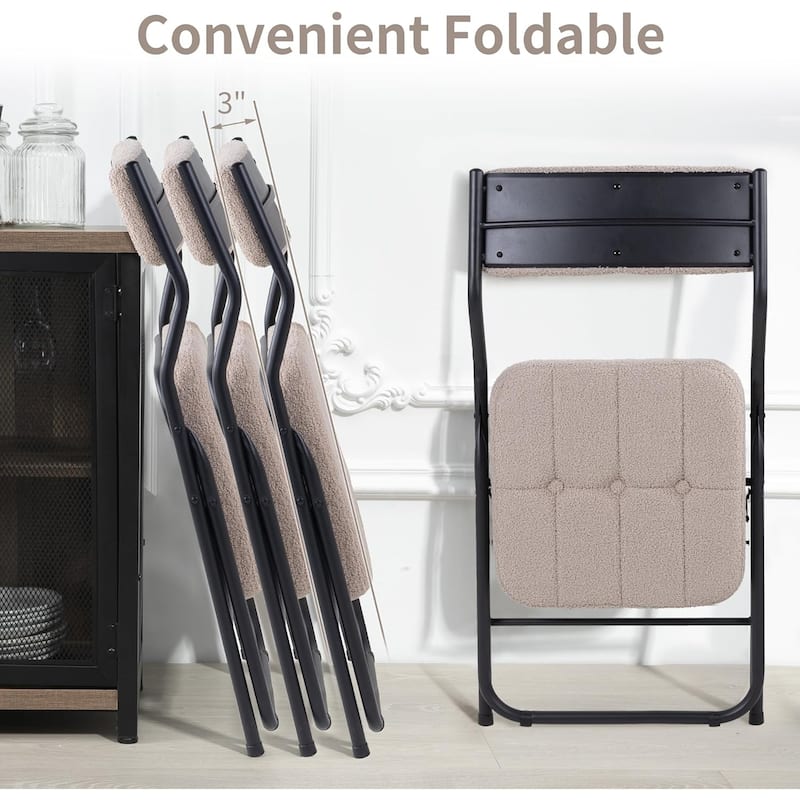 Velvet Upholstered Steel Tufted Folding Dining Chairs(set of 4)