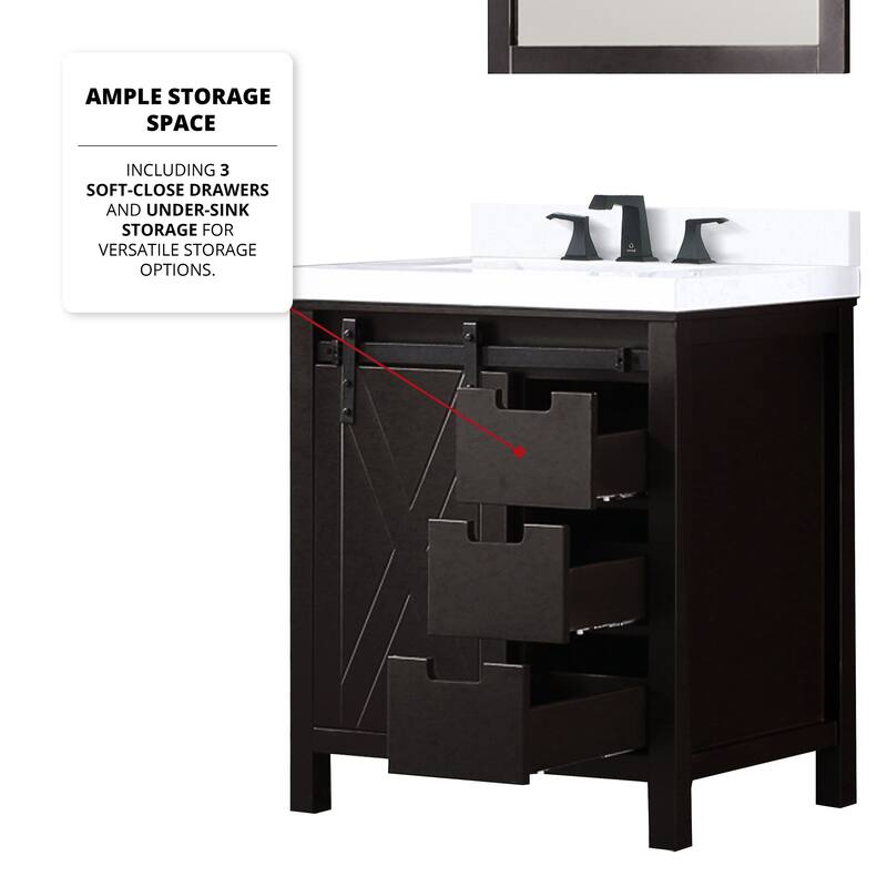 Marsyas Bath Vanity, Cultured Marble Countertop, Faucet Set and Mirrors