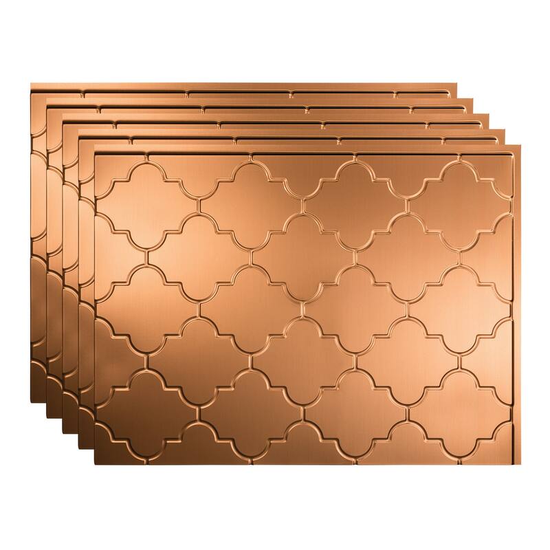 FASÄDE Monaco Decorative Vinyl Backsplash Panel - 5 Pack - Polished Copper