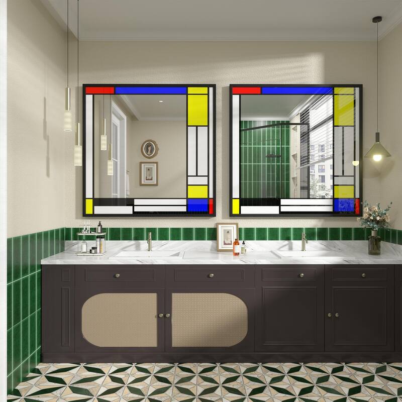 Window Pane Wall Decor Bathroom Vanity Mirror Mounted
