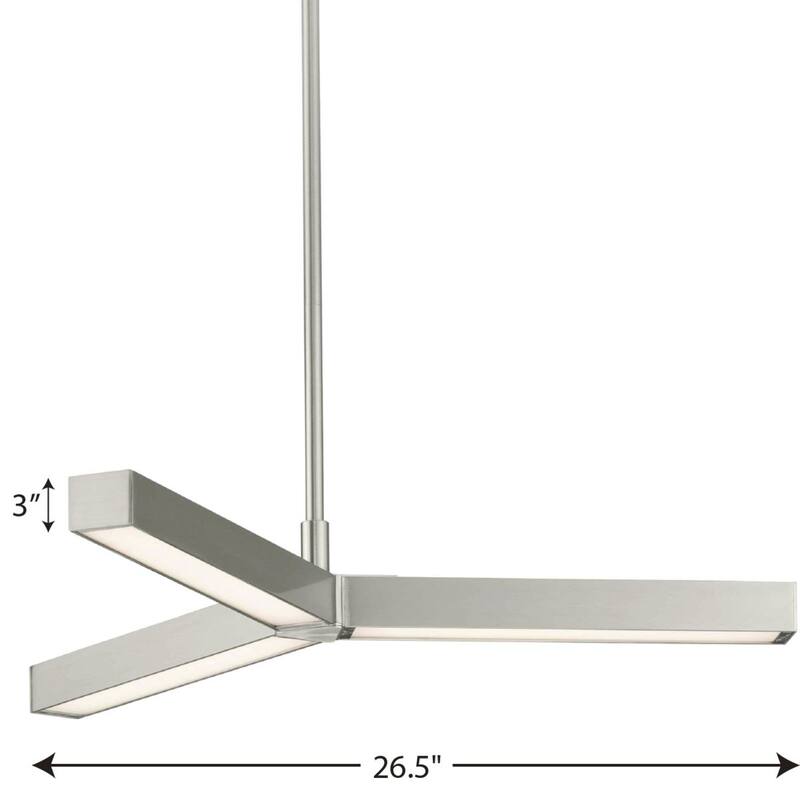 Planck LED Collection 3-Light Brushed Nickel Frosted Glass LED Modern Chandelier Light - 6.000" x 28.400" x 28.400"