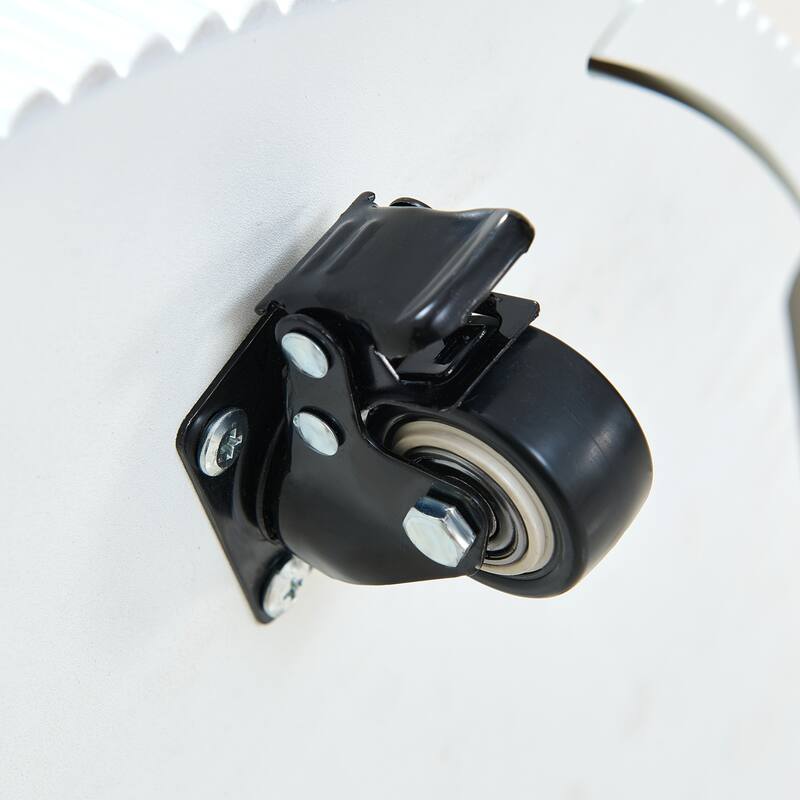 Luxury Faux Marble Coffee Table, Small Round Movable Center Table with Casters, Modern Cocktail Tea Table with 2 Storage Drawers