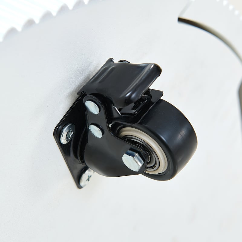 Modern Round Movable Coffee Table with Casters, 2 Drawers, Marble Pattern Sintered Stone Top, 29.5"