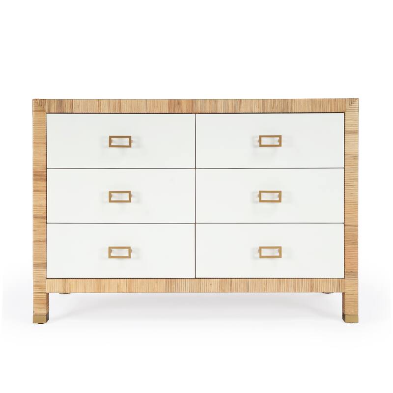 Corfu 6 Drawer Natural Raffia Double Dresser
