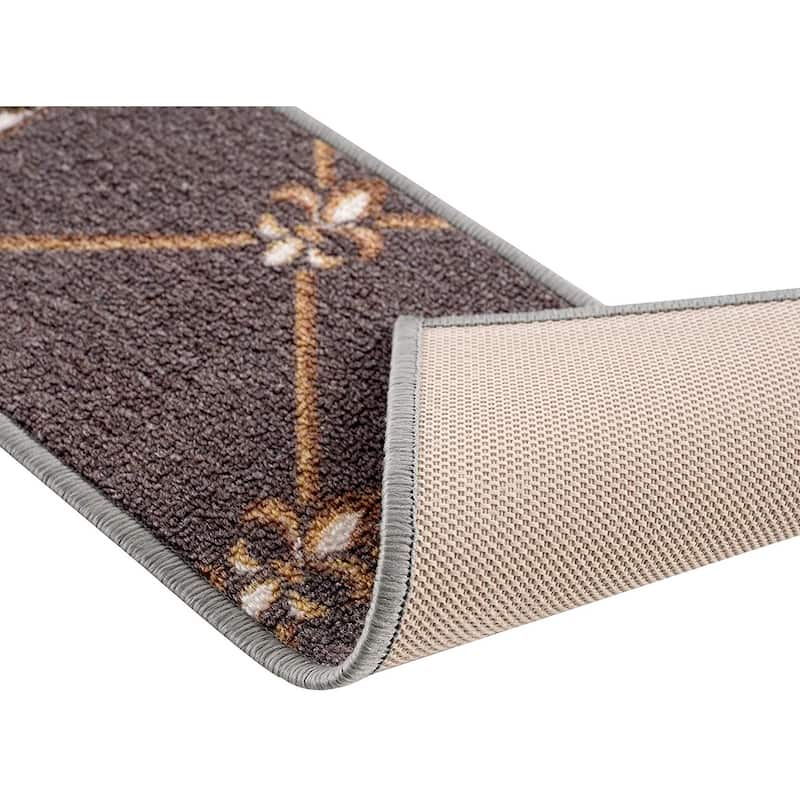 Stair Treads Fleur De Lis Floral Design Non Slip Backing, 8.5''X26''
