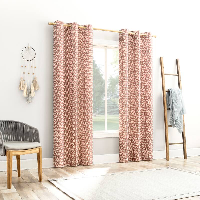 No. 918 Talia Tonal Floral Semi-Sheer Grommet 1-Piece Curtain Panel, Single Panel