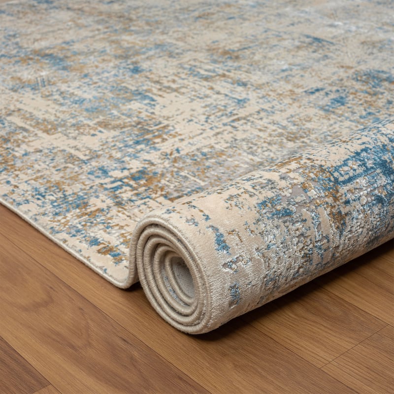 Sevita Blue/Gray Abstract Area Rug