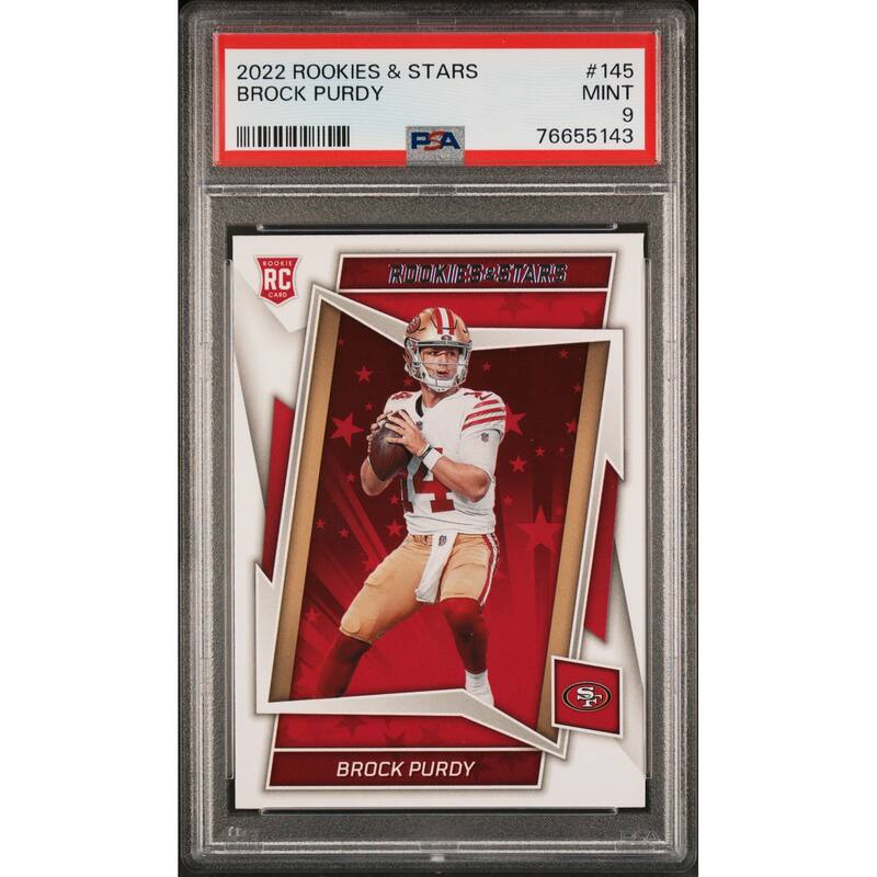 Brock Purdy 2022 Panini Rookies & Stars Rookie Card #145 Graded PSA 9 - 8'6" x 11'6"