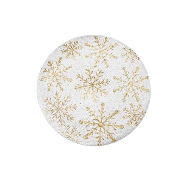 Foil Printed Snowflake Cotton Rope Placemat (Gold) - Set of 12 - Bed ...
