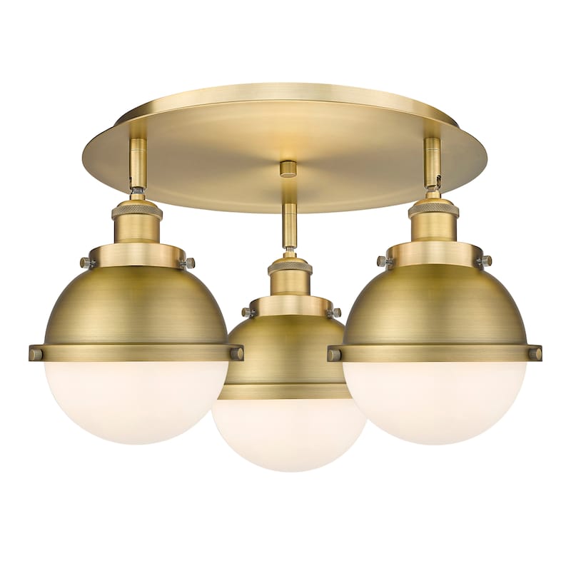 Innovations Lighting Ballston Urban - 3 Light 18" Flush Mount - Brushed Brass/Brushed Brass and Matte White