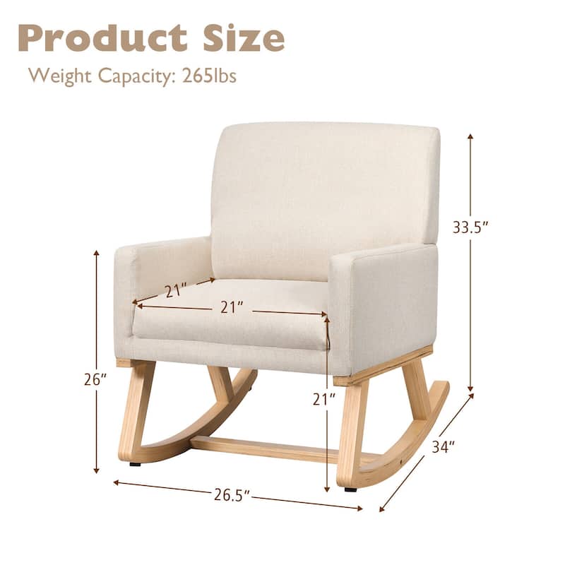 Gymax Set of 2 Mid Century Fabric Lounge Chair Upholstered Accent