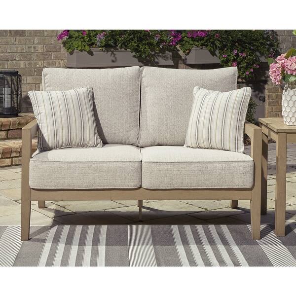Hallow Creek Outdoor Loveseat with Cushion - Driftwood Hallow Creek Outdoor Loveseat with Cushion - Driftwood