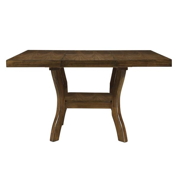 Rectangular Brown Wood Dining Table with Lower Display Shelf and