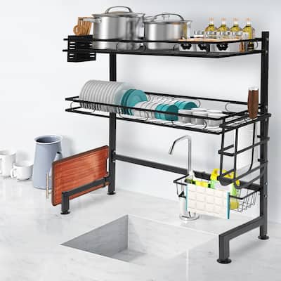 2-Tier Dish Drying Rack Cutlery Drainer Kitchen Shelf