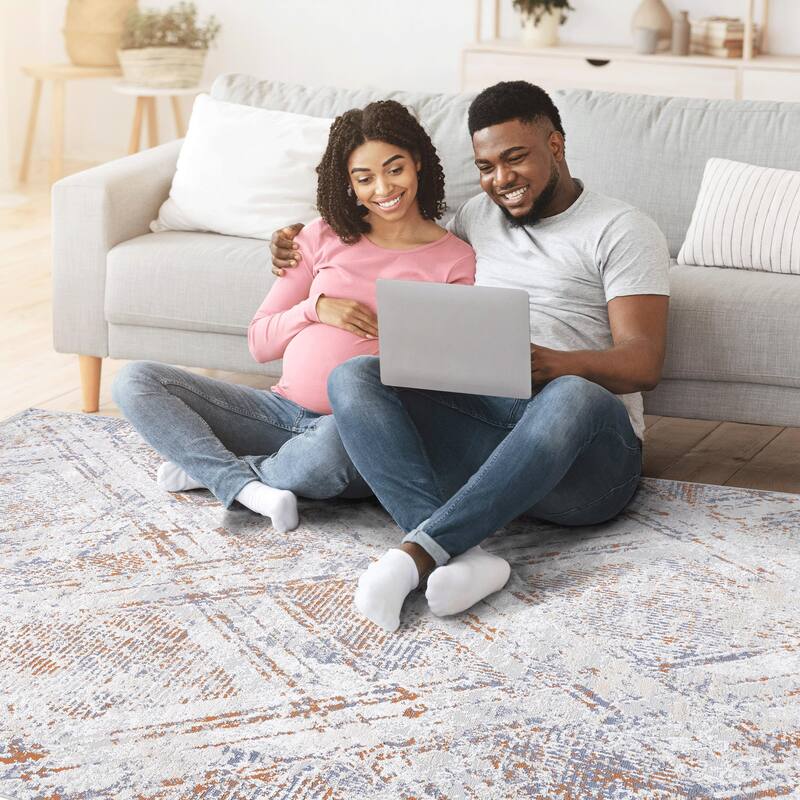 8X10 Geometric Non-Shedding Living Room Bedroom Dining Home Office Stylish and Stain Resistant Area Rug - 6' x 7'