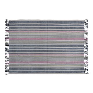 Herringbone Pattern Throw Blanket - 100% Cotton, Multi-Color, Sofa Or Bed Lounging