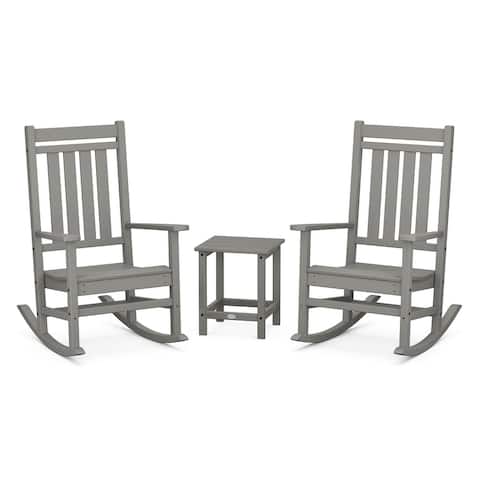 POLYWOOD Estate 3-Piece Rocking Chair Set with Long Island 18" Side Table