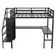 preview thumbnail 14 of 15, Artsy Full Size Metal Loft Bed with L-shaped Desk and USB, Wardrobe and Adjustable Shelf, with LED for Kids Teens Adults, Black