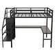 preview thumbnail 14 of 15, Full Size Metal Loft Bed with L-shaped Desk, USB and Wardrobe, Black