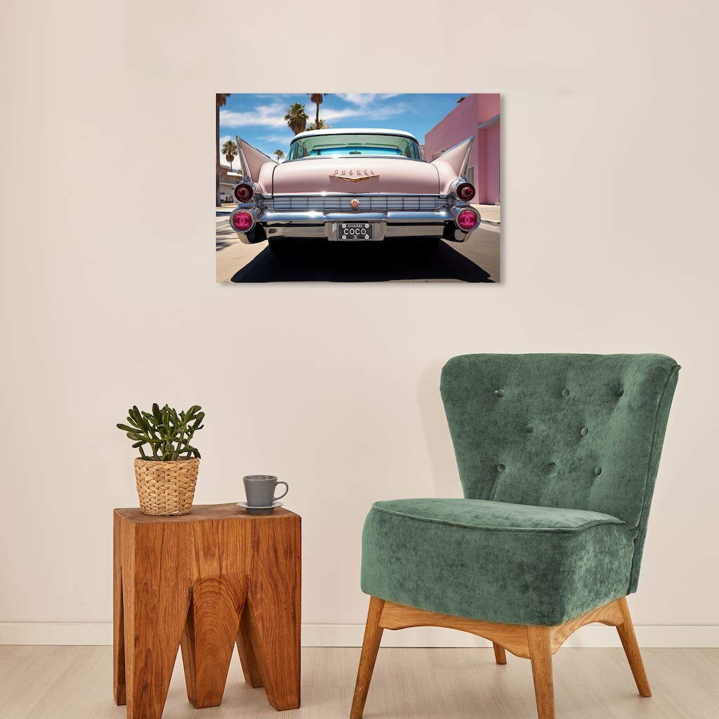 Wynwood Studio Canvas Fashion and Glam Ride in Style Paris Pink and Light Pink Glam Wall Art Canvas Print