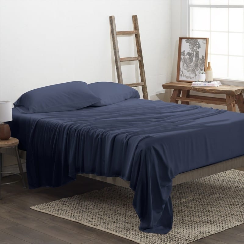 Simply Soft Premium Rayon from Bamboo 4-piece Luxury Bed Sheet Set - King - Navy