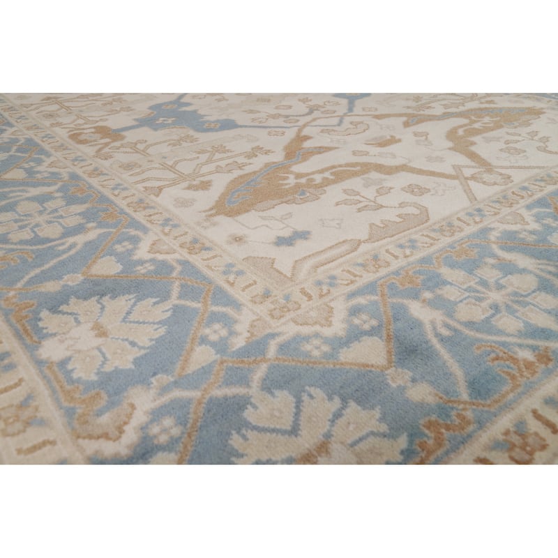 Transitional Oushak Indian Area Rug Handmade Wool Carpet - 8'1" x 10'0"