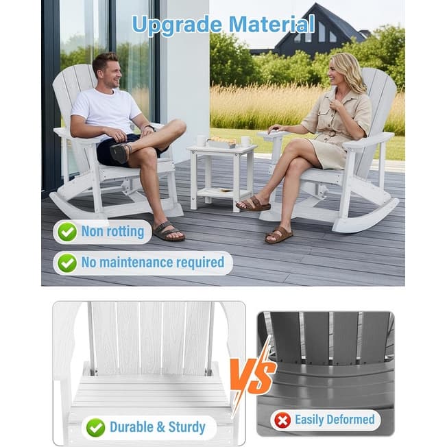 WINSOON HIPS All Weather Outdoor Indoor Oversized Rocking Chair,Adirondack Rocking Chair Set of 4