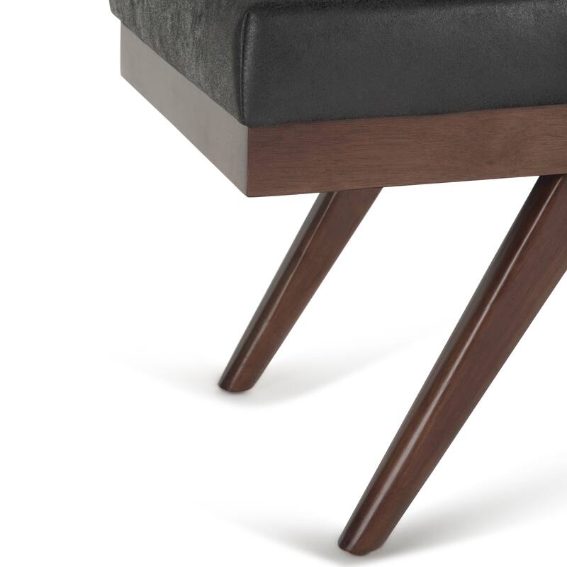Mid Century Ottoman Bench - Black