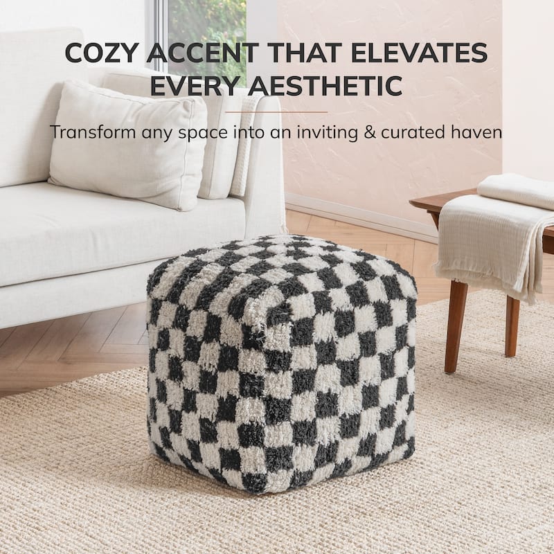 Jani 20-inch Ottoman Pouf - Handcrafted Handmade Ottoman for Seating, Footrest, Home Decor for Living Room, Bedroom