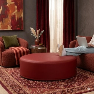 Jaxx Candler Round Couch Ottoman Large Coffee Table & Foot Rest, 44-Inch