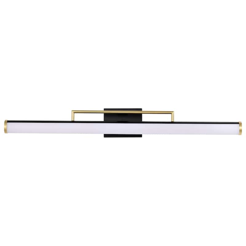Solano Large Vanity - LED - Black and Brushed Brass Finish - White Acrylic Lens