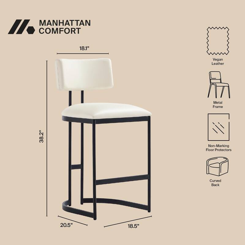 Manhattan Comfort Juno Metal Vegan Leather Counter Stool