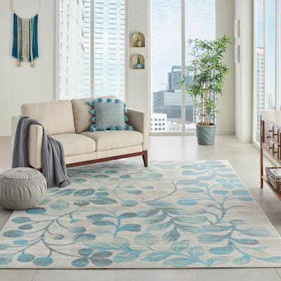 Nourison Tranquil Abstract Floral Leaves Botanical Area Rug