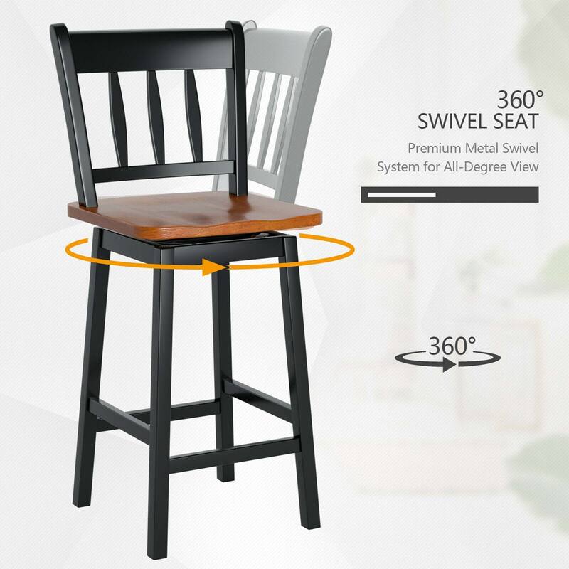 Gymax 4PCS Bar Stool 24.5'' Swivel Counter Height Chair w/ Footrest