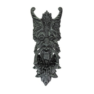 Gothic Green Man Door Knocker Verdigris Cast Iron 19 In Wall Mounted - 19 X 7 X 3 inches