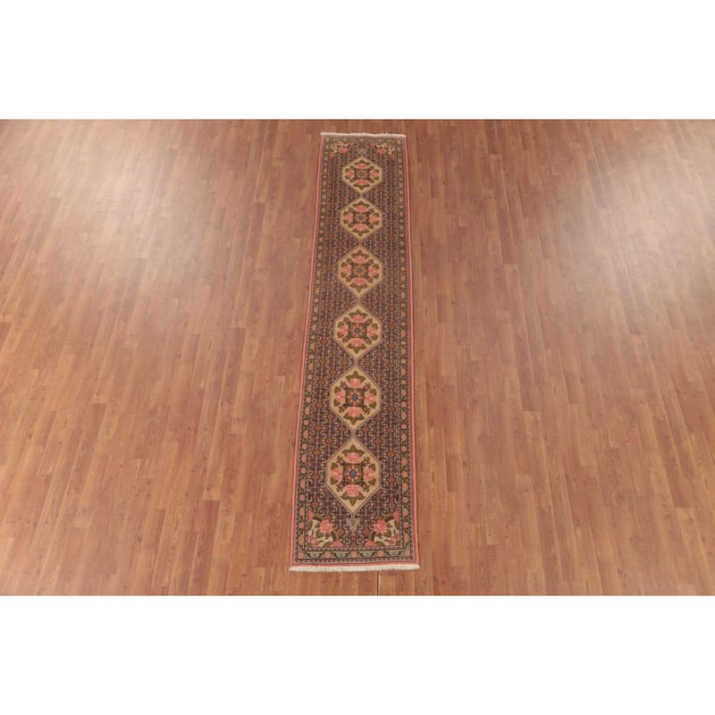 Geometric Bidjar Persian Vintage Runner Rug Handmade Wool Carpet - 2'0"x 9'9"