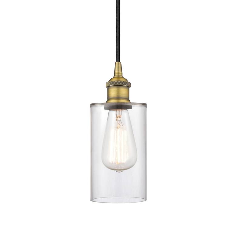 Innovations Lighting 616-1P-10-4 Clymer Pendant Clymer 4" Wide Mini - Brushed Brass / Clear