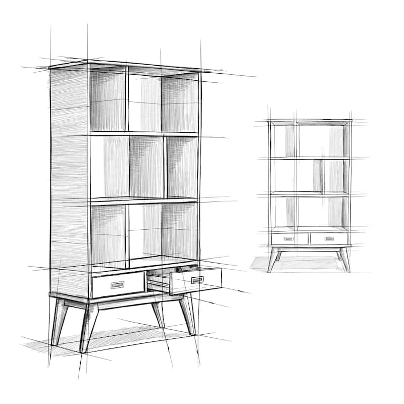 WYNDENHALL Tierney SOLID HARDWOOD 64x35 inch Modern Wide Bookcase and Storage Unit - 35"w x 14"d x 64" h