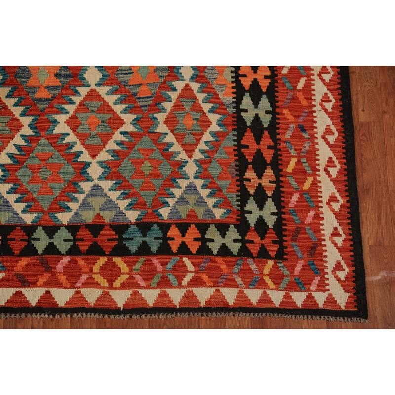 Trellis Kilim Oriental Area Rug Hand-Woven Wool Carpet - 7'10"x 9'10"
