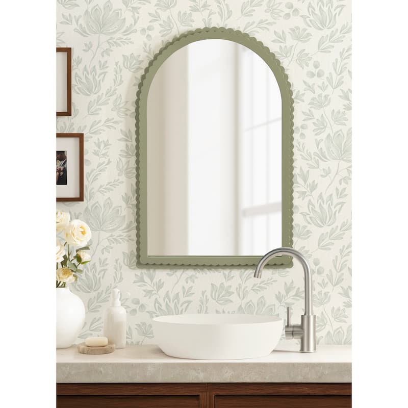 Kate and Laurel Scallia Wooden Arch Mirror