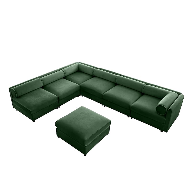Modern 7-Piece Modular Sofa with Storage & 1 Storage Ottoman