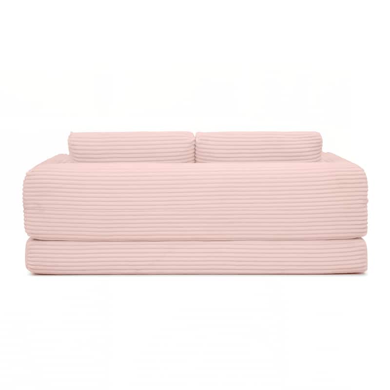Modern Corduroy Sleeper Couch , Futon Modular Upholstered Boneless Sofa