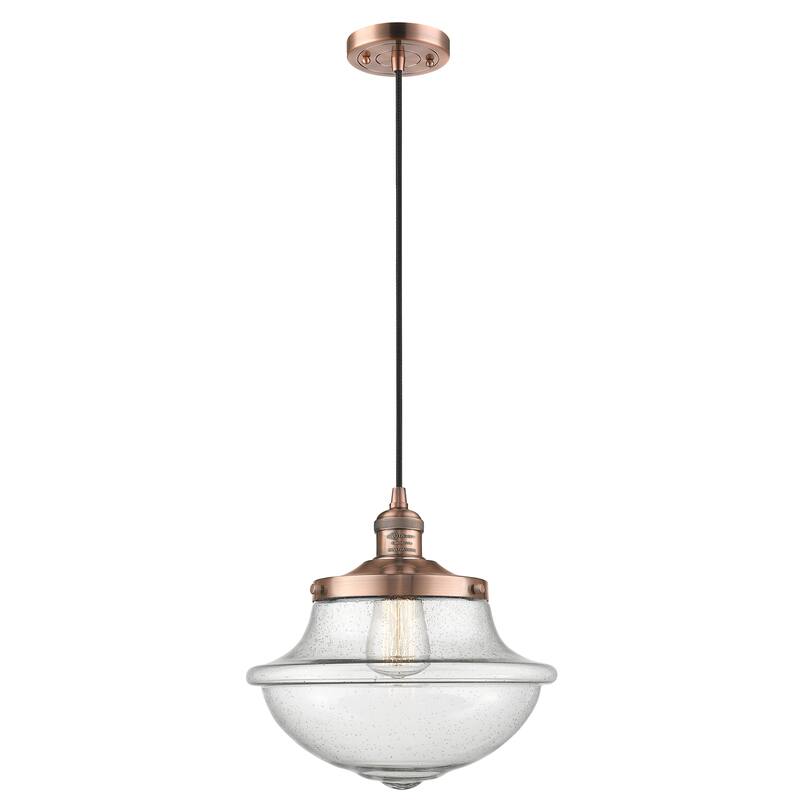 Innovations Lighting Franklin Restoration Oxford - 1 Light 12" Cord Hung Mini Pendant - Antique Copper/Seedy