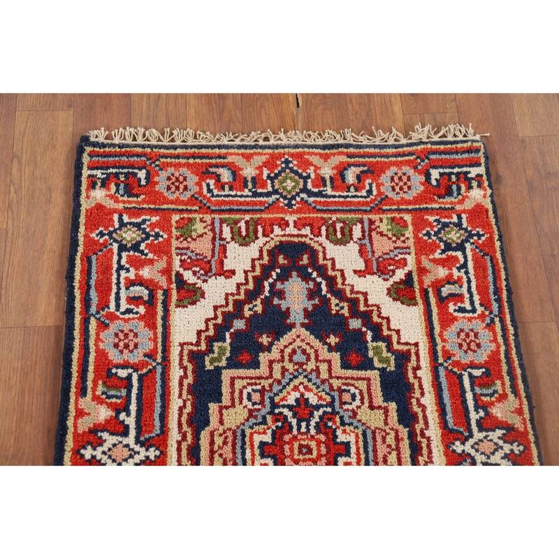 Heriz Serapi Indian Accent Rug Hand-Knotted Wool Carpet - 2'0" x 3'0"