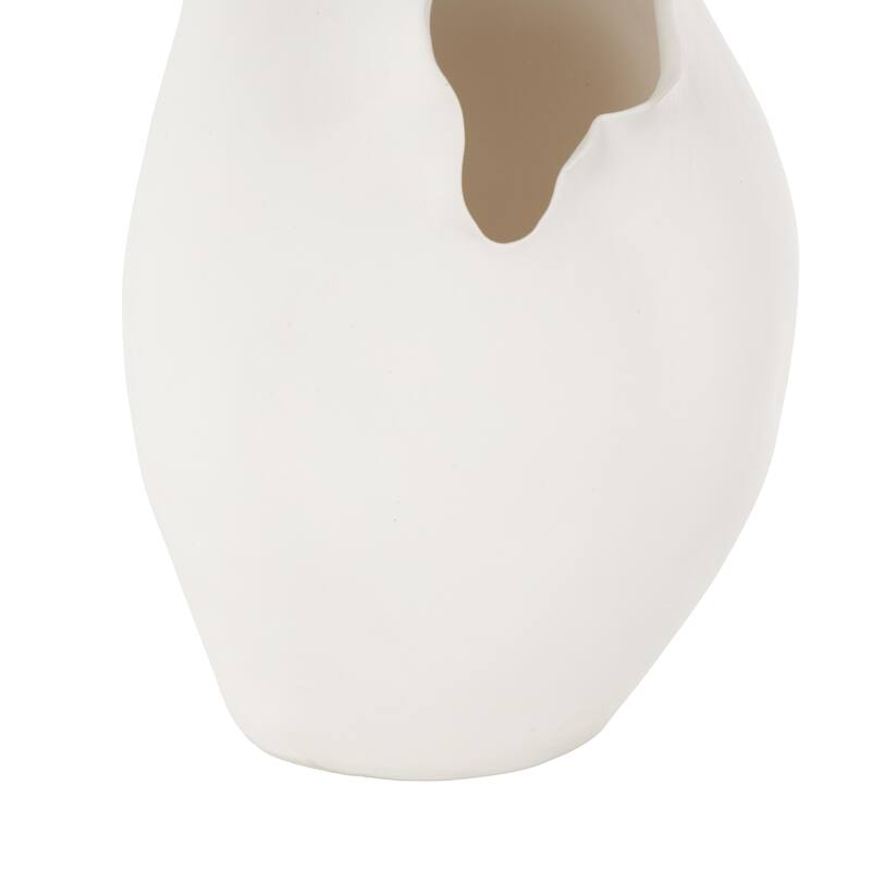 Ceramic Abstract Floral Inspired Vase with Wavy Folded Rim - White or Black - Roche River Decor