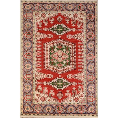 Hand Knotted Oriental 100% Wool Carpet Traditional Geometric Red Viss Area Rug - 9' 0'' X 6' 0''