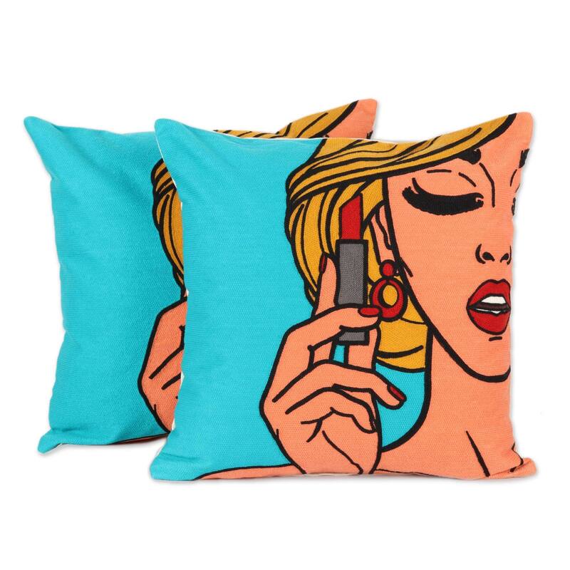 HandmadeLipstick cushion covers (India)