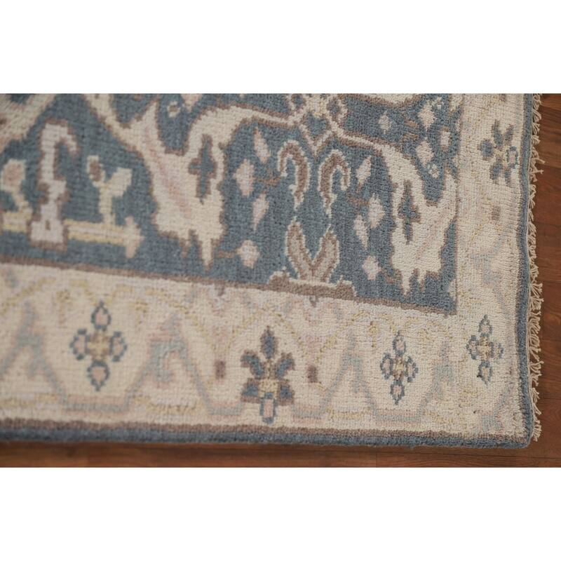 Blue Oushak Style Runner Rug Handmade Wool Carpet - 2'7"x 9'10"
