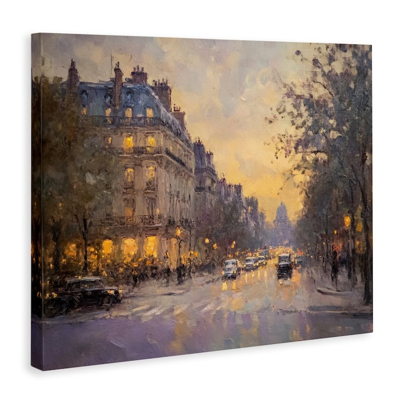 Stupell Vintage City Street View Canvas Wall Art Design By Petal Prints Design